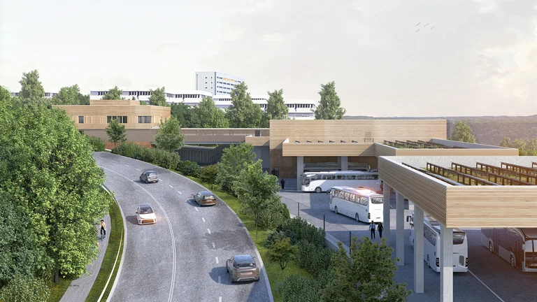 Blick auf den Grünen Mobilhof aus Richtung Friedrich-Ebert-Straße