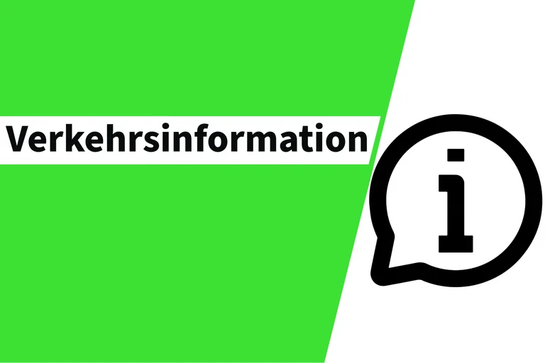 Die Grafik zeigt ein Informationszeichen und den Titel Verkehrsinformation