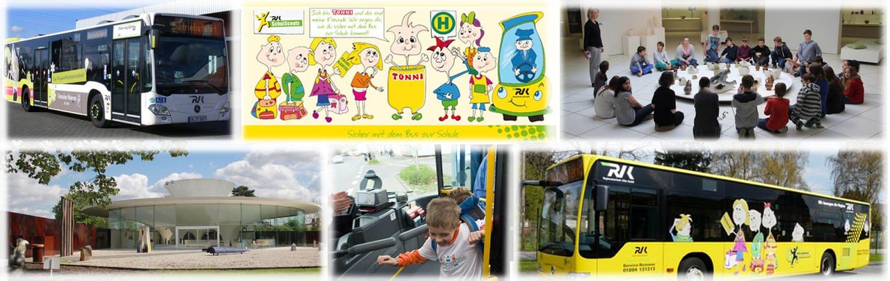 Collage zum Thema SchulScouts und Museumbusse