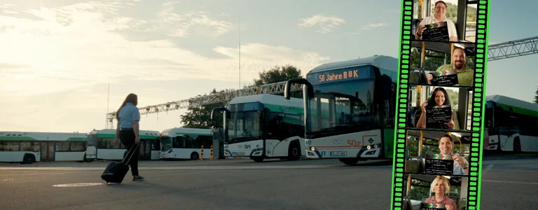 Busfahrerin auf dem Weg zu ihrem Bus.