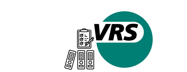Logo des VRS (Verkehrsverbund Rhein-Sieg) mit diversen Aktenordnern und Checkliste