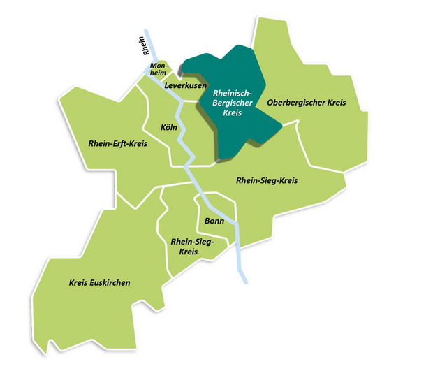 Visualisierung des Rheinisch-Bergischen Kreises VRS-Karte