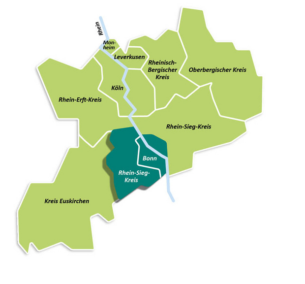 Visualisierung des Rhein-Sieg-Kreises auf VRS-Karte