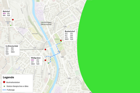Das Bild zeigt eine Stadtkarte von Leichlingen und die Linienänderungen
