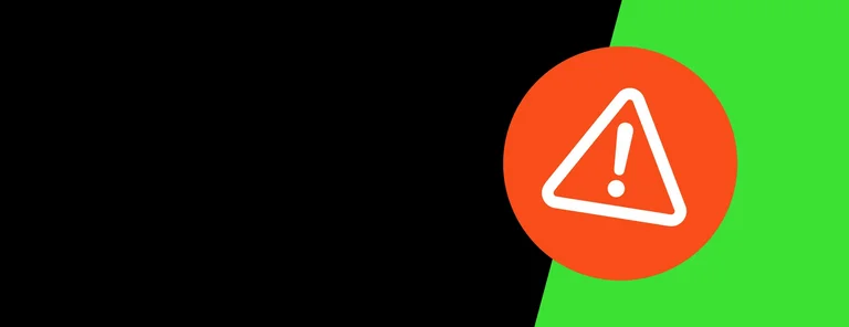 Schwarz-grüne Grafik mit rotem Punkt, darauf ein Ausrufezeichen