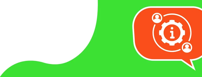 Grüne Welle mit roter Sprechblase, Info-Icon für Austausch